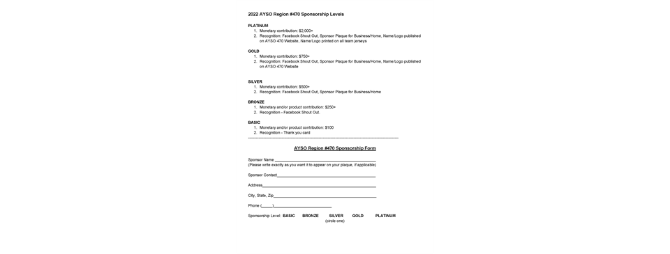 AYSO 470 Sponsorship Form 